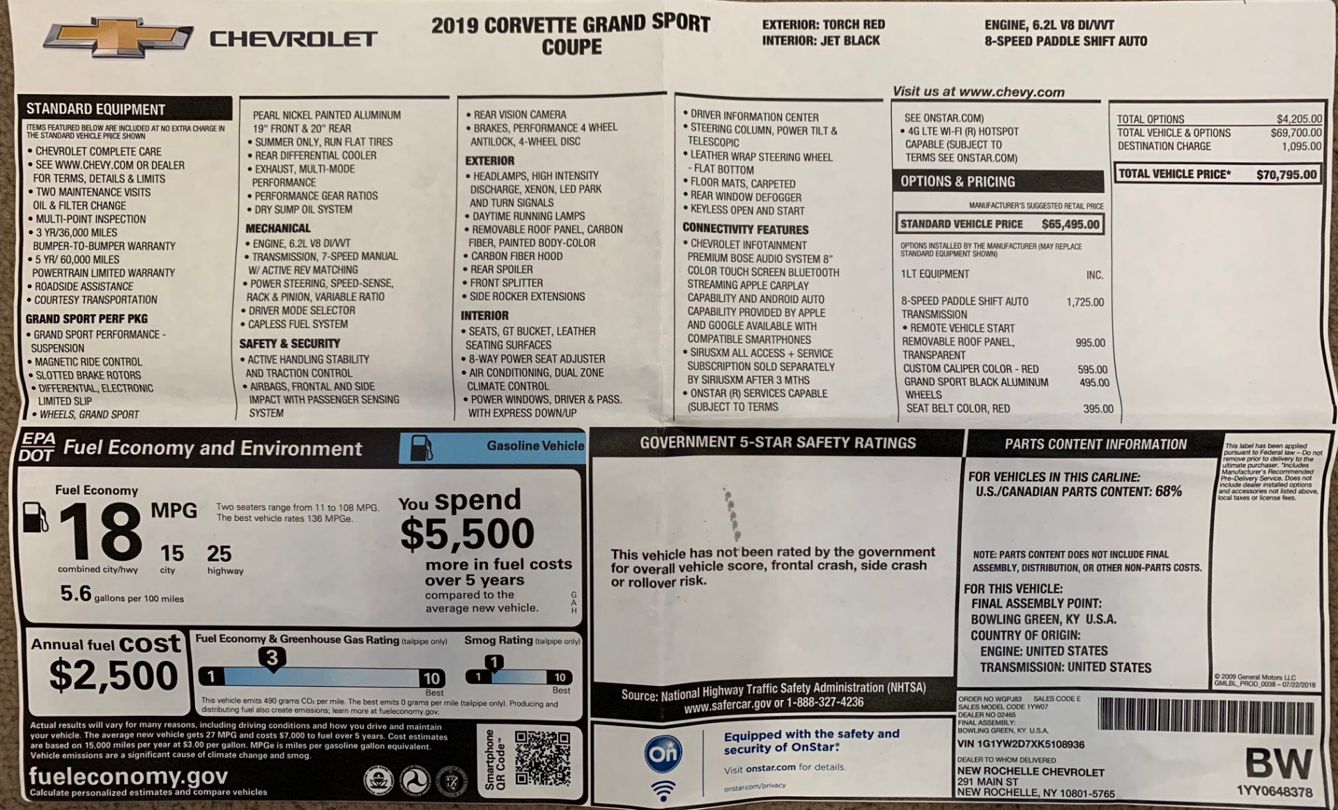 Used 2019 Chevrolet Corvette Grand Sport