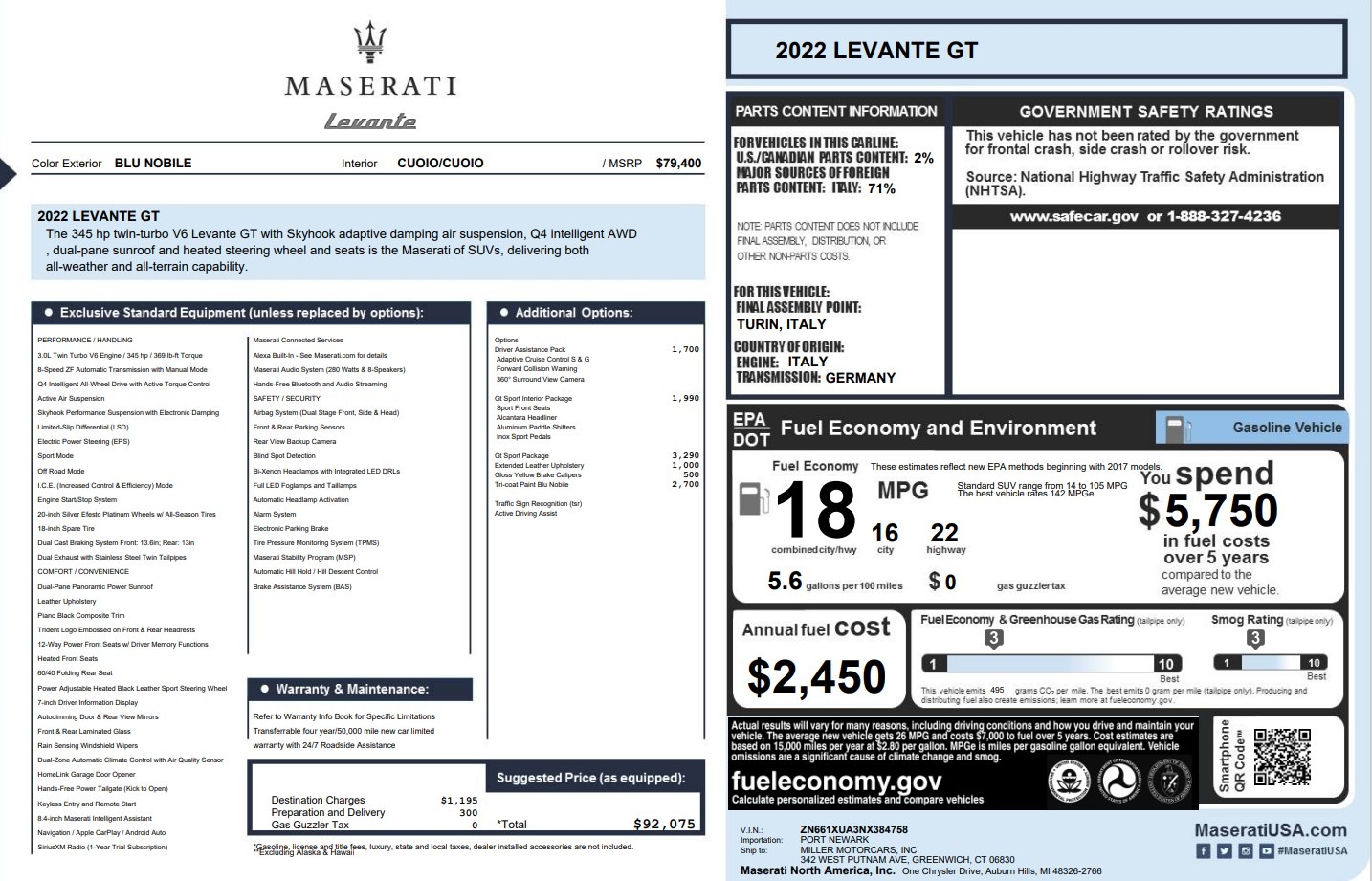 New 2022 Maserati Levante GT