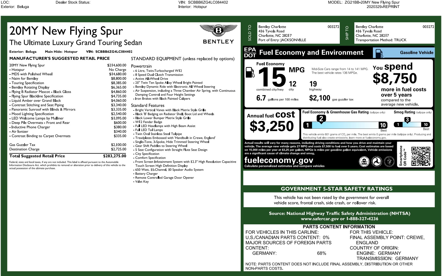 Used 2020 Bentley Flying Spur W12