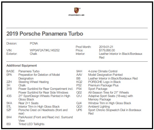 Used 2019 Porsche Panamera Turbo