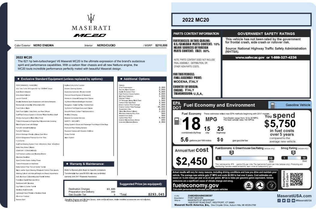 Used 2022 Maserati MC20