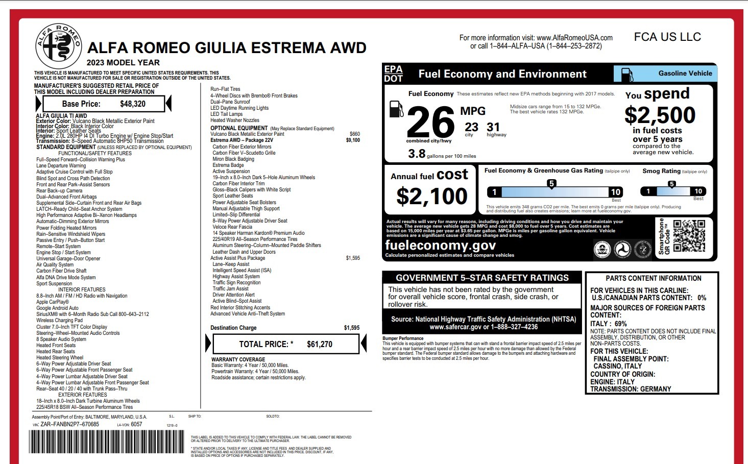 New 2023 Alfa Romeo Giulia Estrema