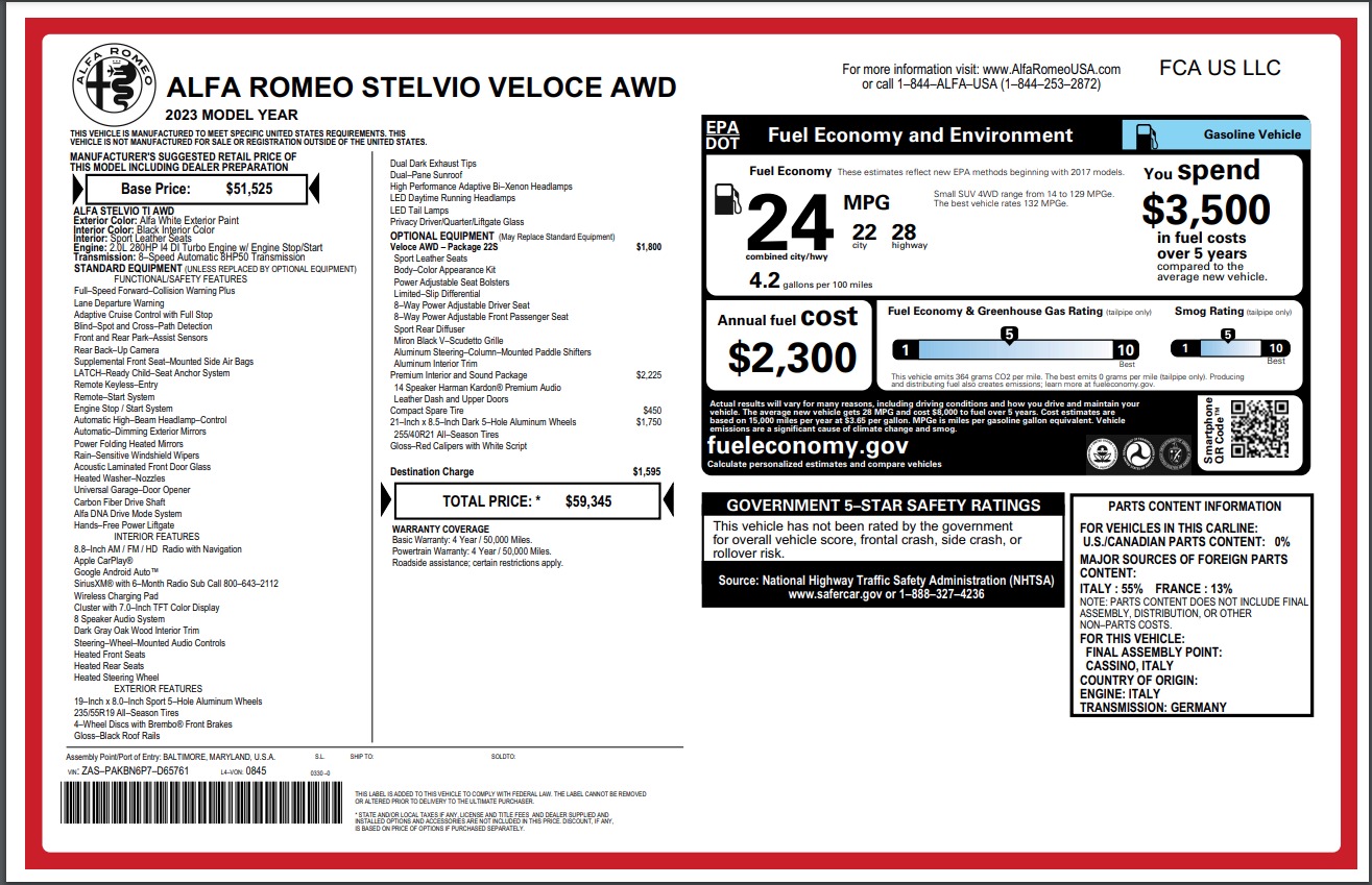 New 2023 Alfa Romeo Stelvio Veloce