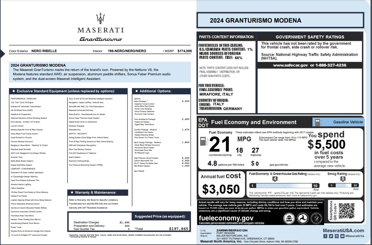 New 2024 Maserati GranTurismo Modena