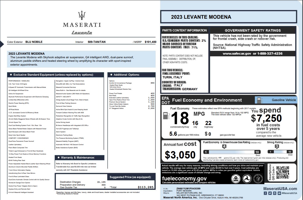 New 2023 Maserati Levante Modena