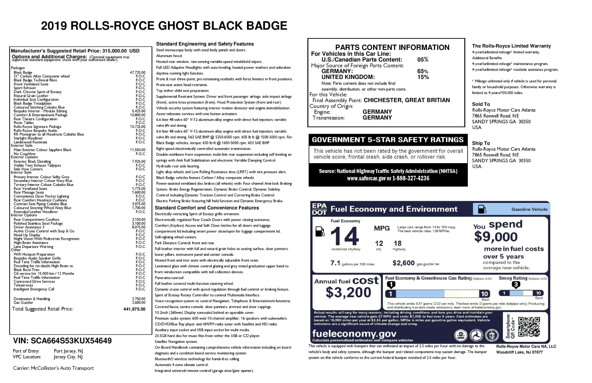 Used 2019 Rolls Royce Black Badge Ghost