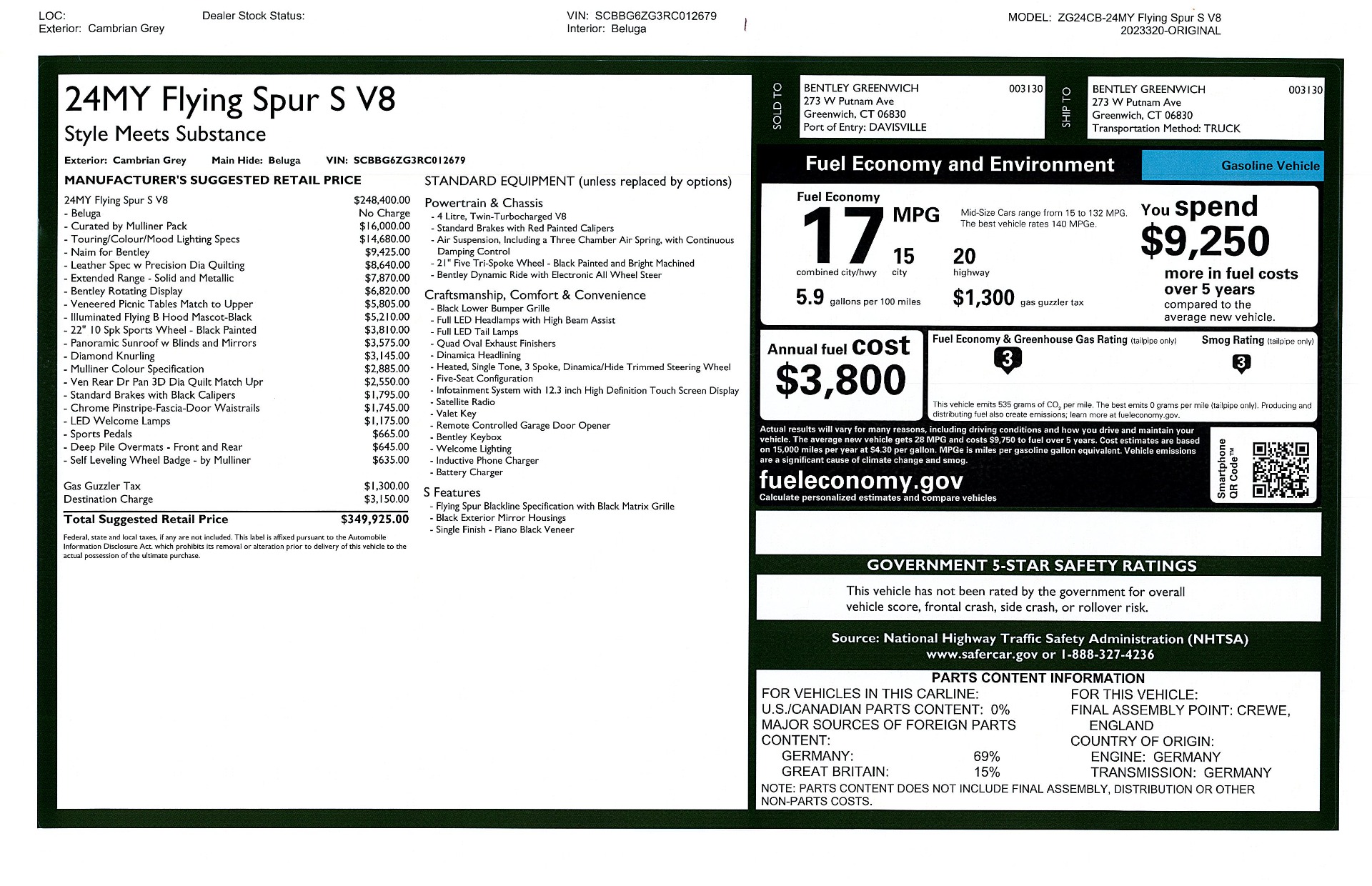 New 2024 Bentley Flying Spur S V8
