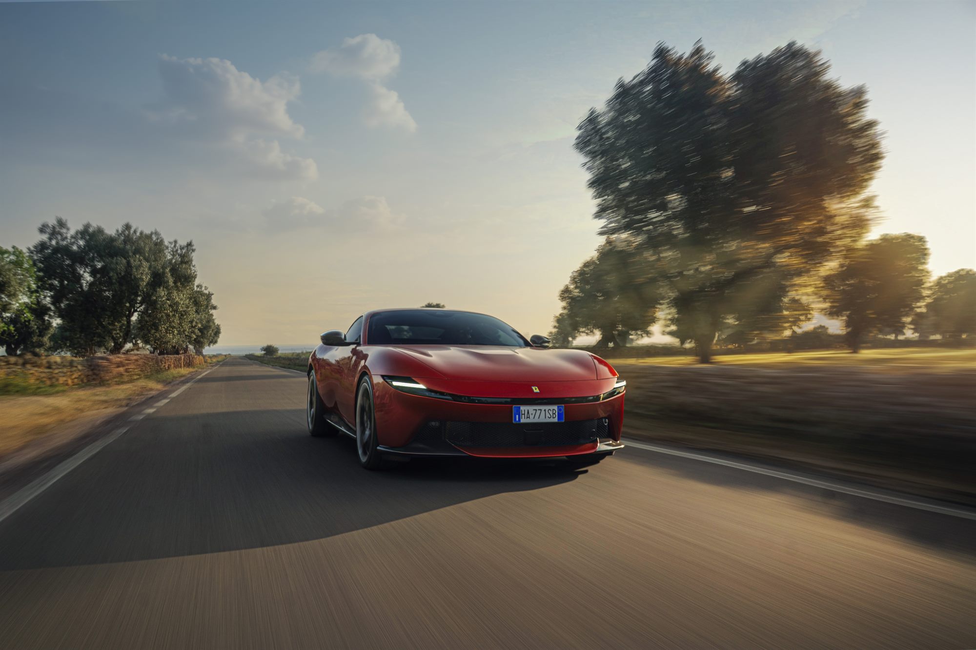 Ferrari Amalfi on an open countryside road